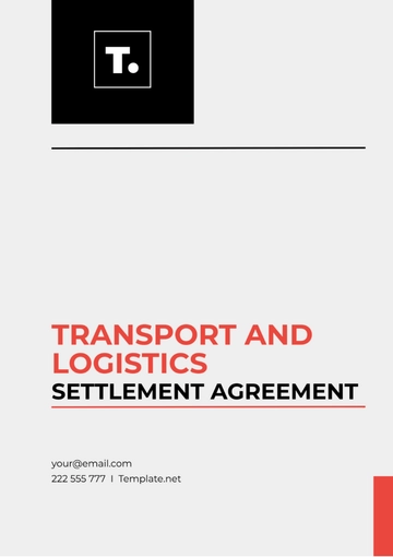 Free Transport and Logistics Settlement Agreement Template to Edit Online