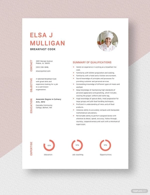 Breakfast Cook Resume