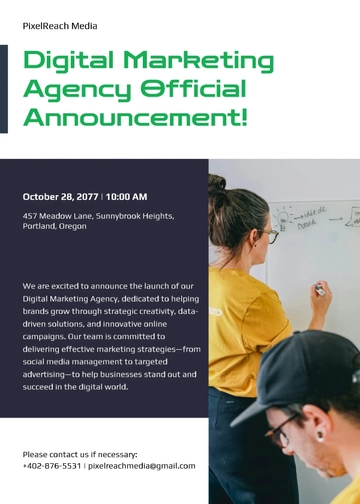 Free Digital Marketing Agency Announcement Template to Edit Online