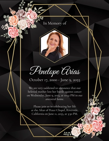 Free Geometric Obituary Announcement Template to Edit Online