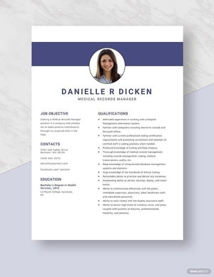Medical Records Manager Resume
