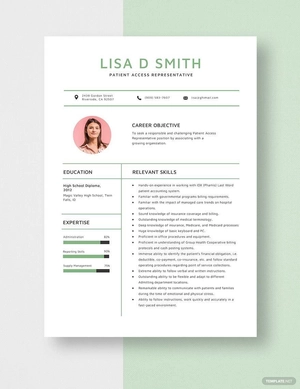 Patient Access Representative Resume