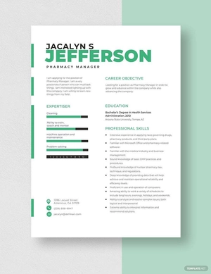 Pharmacy Manager Resume
