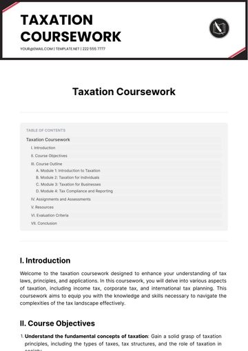 Free Taxation Coursework Template to Edit Online Free Taxation Coursework Template to Edit Online