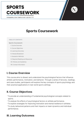 Free Sports Studies Coursework Template to Edit Online