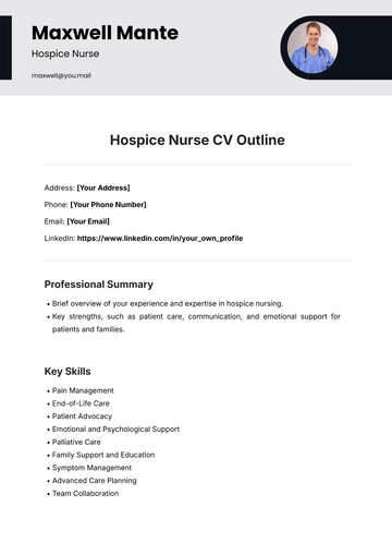 Free Hospice Nurse CV Outline Template to Edit Online