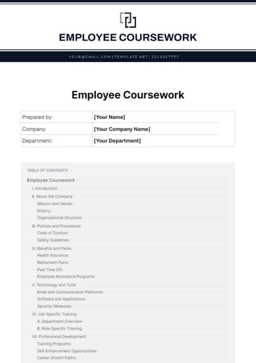 Free Employee Coursework Template to Edit Online