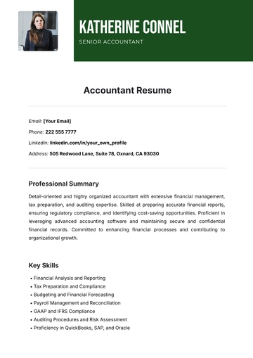 Free Accountant Resume Template to Edit Online