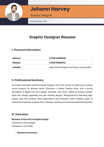 Free Graphic Designer Resume Template to Edit Online