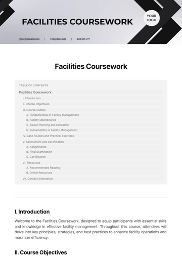 Free Facilities Coursework Template to Edit Online