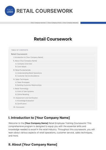 Free Retail Coursework Template to Edit Online