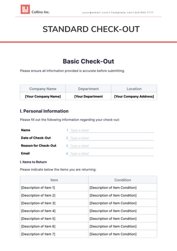 Free Basic Check-Out Template to Edit Online