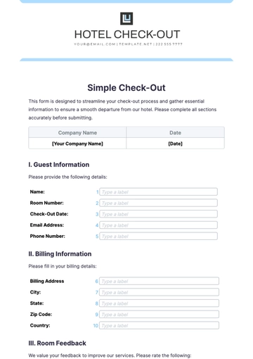 Free Simple Check-Out Template to Edit Online
