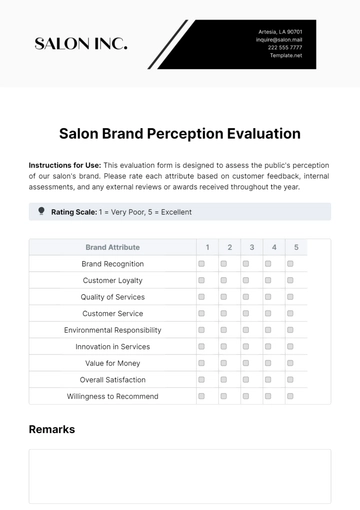 Free Salon Brand Perception Evaluation Template to Edit Online