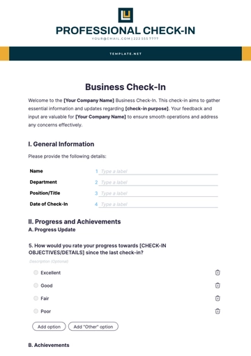 Free Business Check-Out Template to Edit Online