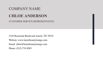Free Salon Customer Service Representative Business Card Template to Edit Online