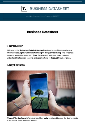 Free Business Datasheet Template to Edit Online
