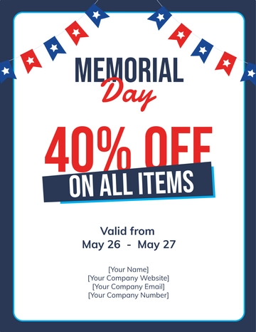 Free Memorial Day Discount Flyer Template to Edit Online