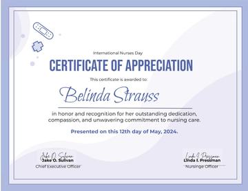 Free International Nurses Day Appreciation Certificate Template to Edit Online