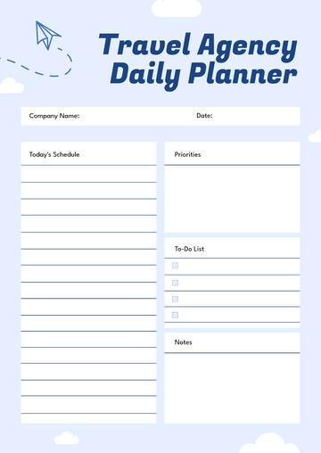 Free Travel Agency Daily Planner Template to Edit Online