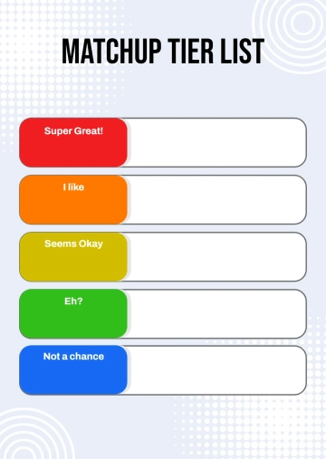 Free Matchup Tier List Template to Edit Online