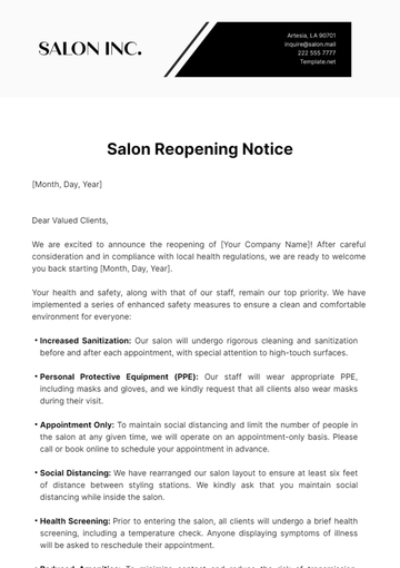 Free Salon Reopening Notice Template to Edit Online