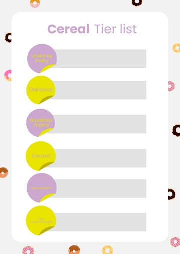 Free Cereal Tier List Template to Edit Online