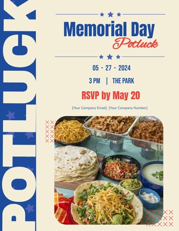 Free Memorial Day Potluck Flyer Template to Edit Online