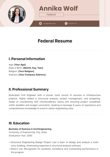 Free Federal Resume Template to Edit Online