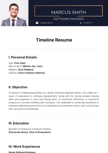 Free Timeline Resume Template to Edit Online