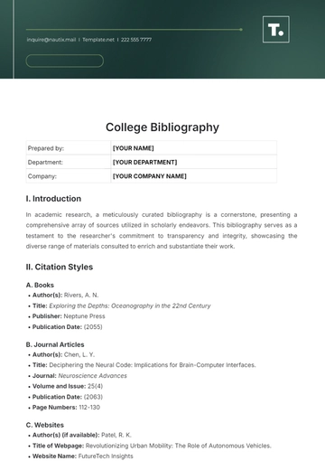 Free College Bibliography Template to Edit Online