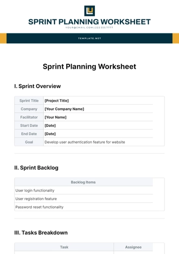 Free Sprint Planning Worksheet Template to Edit Online