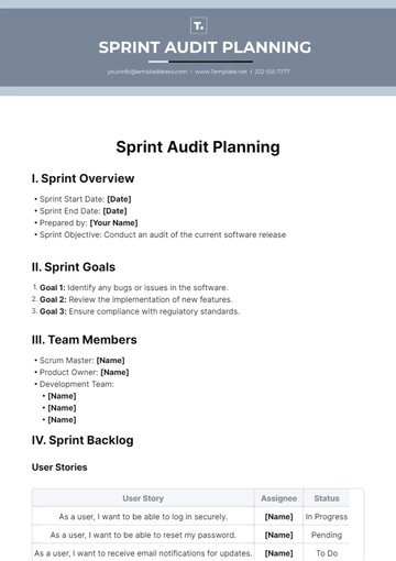 Free Sprint Audit Planning Template to Edit Online