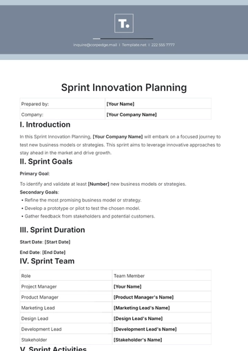 Free Sprint Innovation Planning Template to Edit Online