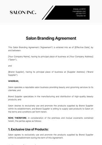Free Salon Branding Agreement Template to Edit Online Free Salon Branding Agreement Template to Edit Online