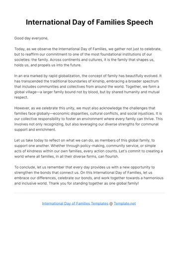 Free International Day of Families Speech Template to Edit Online Free International Day of Families Speech Template to Edit Online