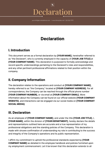 Free Declaration Template to Edit Online