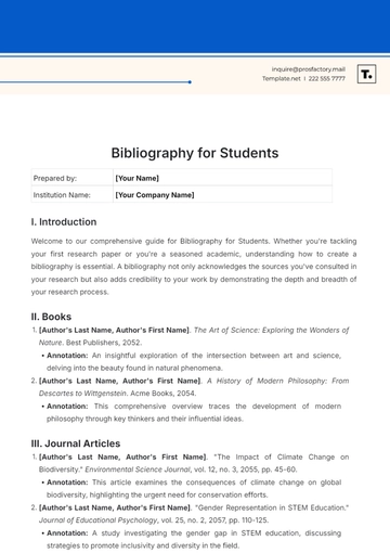 Free Bibliography Template for Students to Edit Online