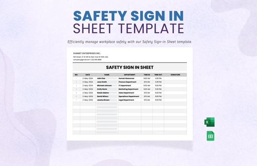 Safety Sign in Sheet Template