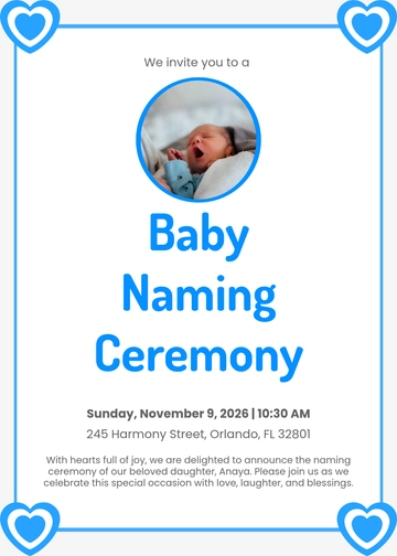 Free Boy Naming Ceremony Invitation Template to Edit Online
