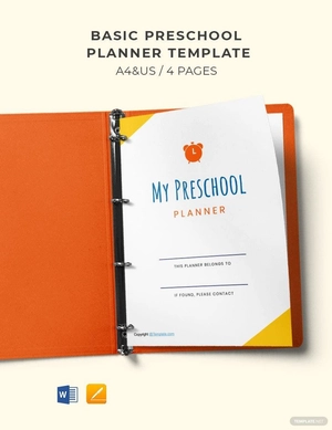 Sample Preschool Planner Template