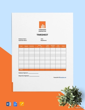 Printable Construction Timesheet Template