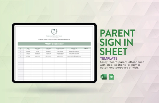 Parent Sign in Sheet Template Parent Sign in Sheet Template
