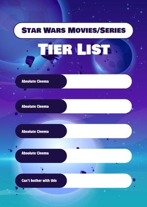 Free Star Wars Tier List Template to Edit Online