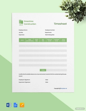 Editable Construction Timesheet Template