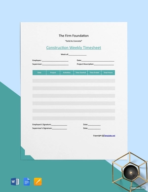 Basic Construction Timesheet Template