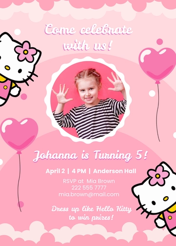 Free Hello Kitty Birthday Invitation Template to Edit Online