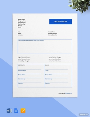 Blank Construction Change Order Template