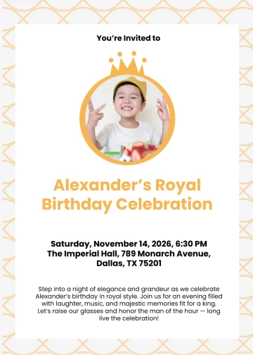 Free King Birthday Invitation Template to Edit Online