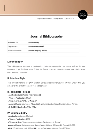 Free Journal Bibliography Template to Edit Online
